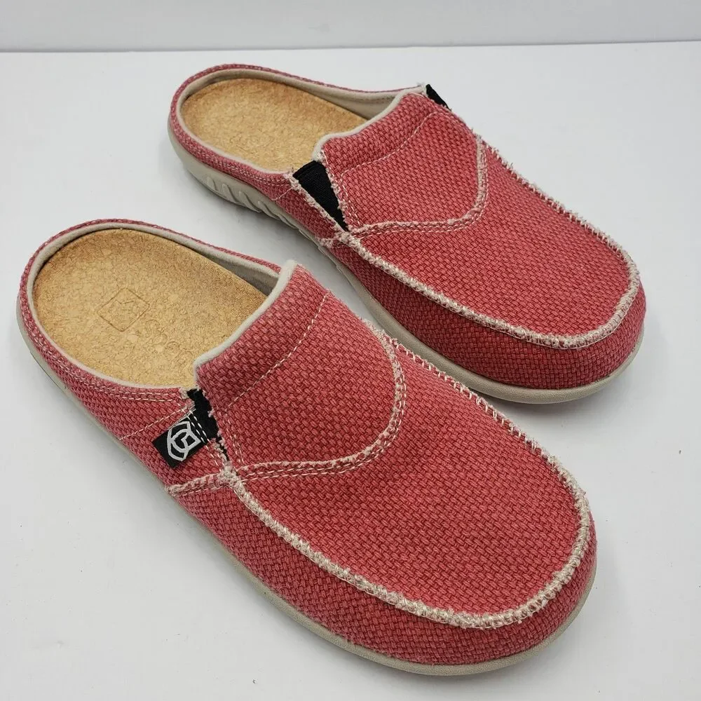 Spenco Siesta Womens Size 8 Pink Canvas Orthotic Slide Mule Slip On Shoes